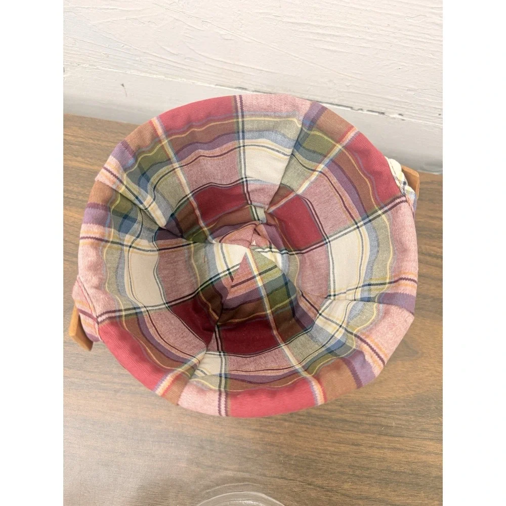 Longaberger Swing‎ Handle Small Fruit Basket Plaid Button Liner Vintage 1989 5